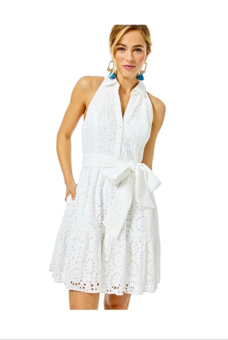 Lilly Pulitzer Trisha Eyelet Shirtdress White Size 8